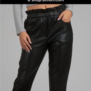 Elan Black Faux Leather Straight Leg Pants